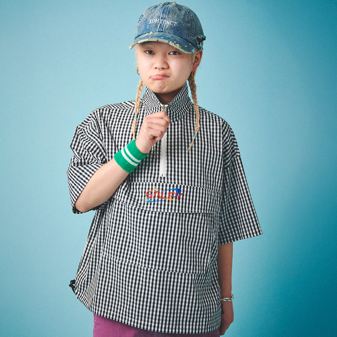 宇宙犬半袖チェック アノラック 152042