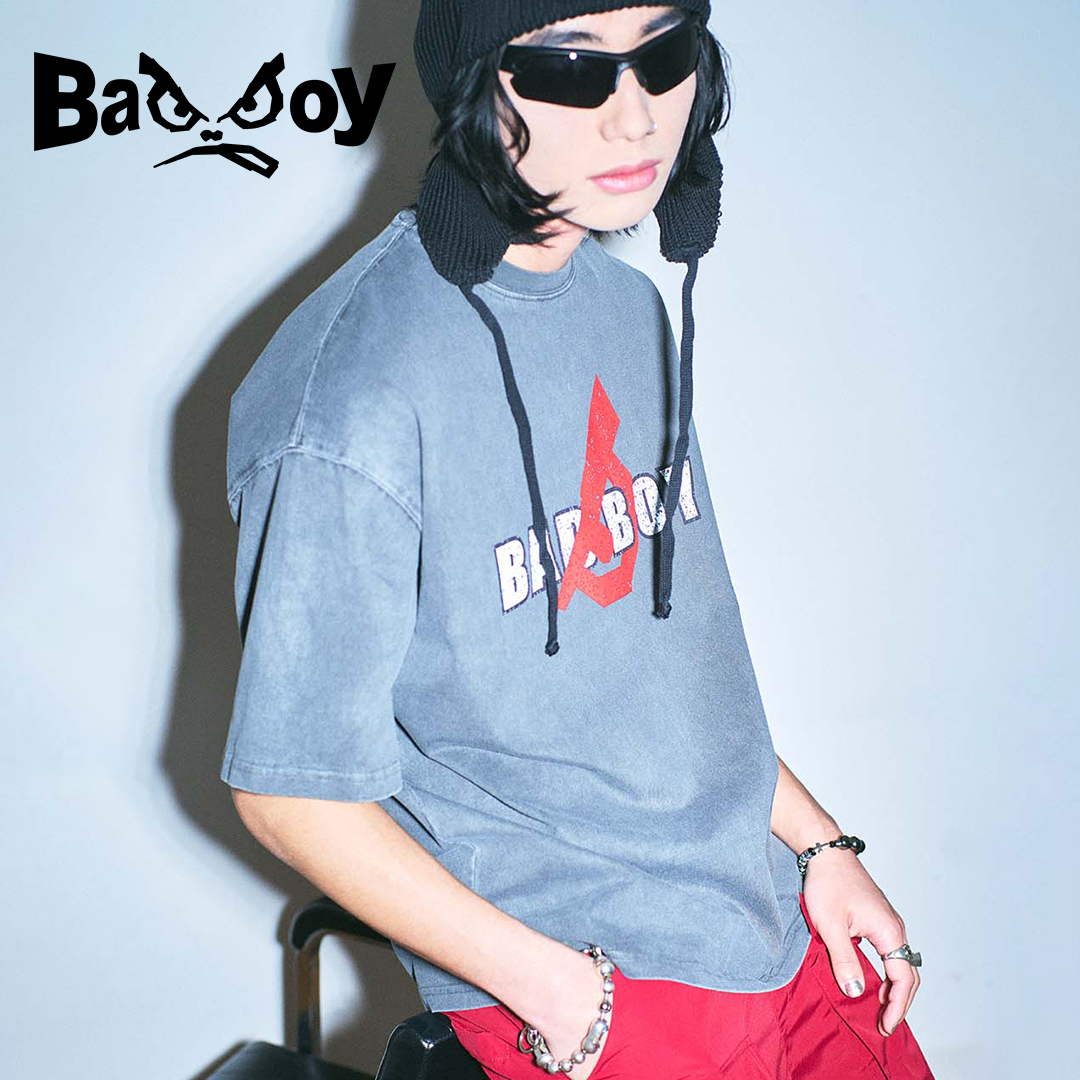 BADBOY PIGMENT DYED CRACK LOGO Pt.TEE 142101